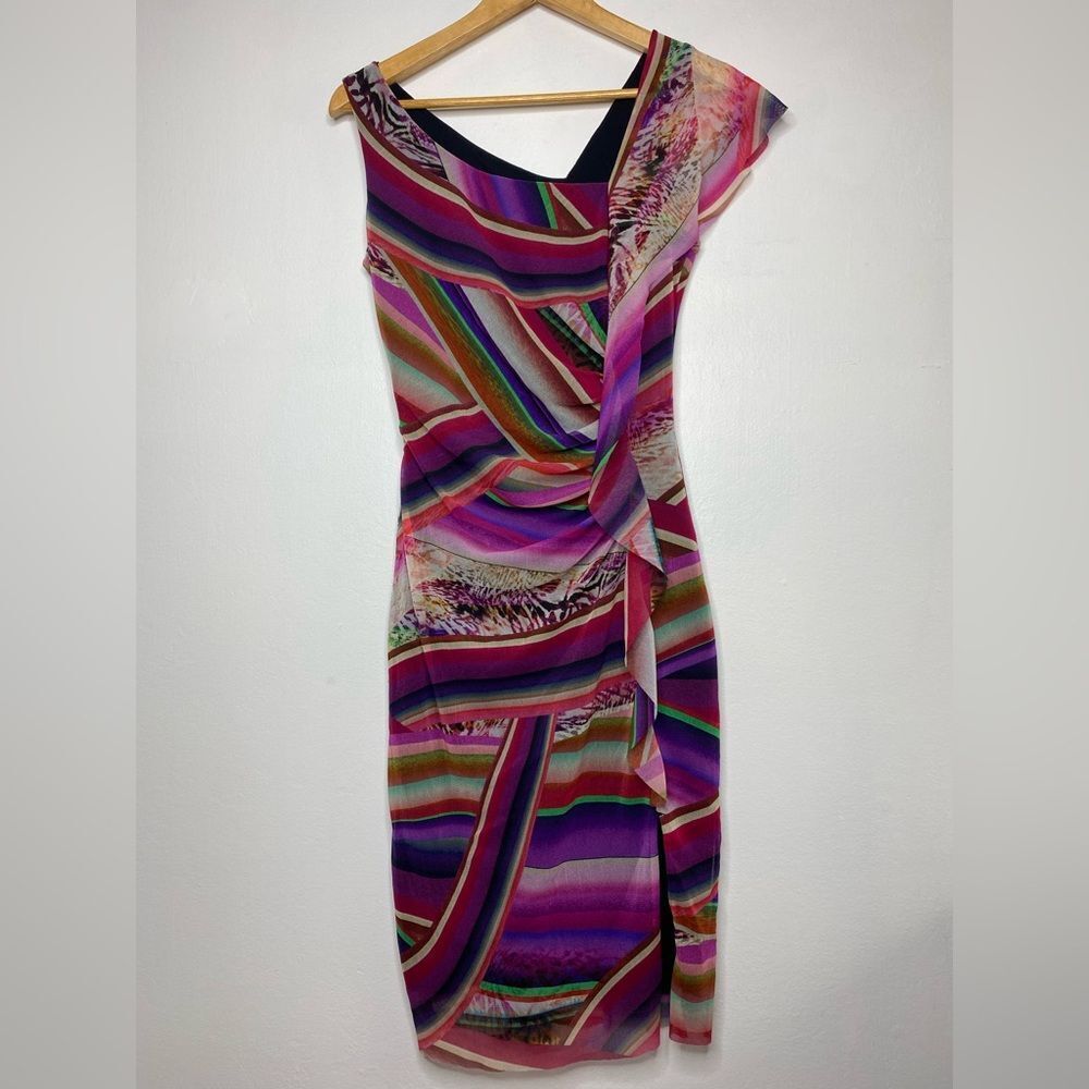 Elana Kattan Multicolor Abstract ruched Dress Size S Cocktail Party